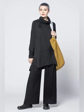 KALIYANA  PALAZZO Wide Leg PANT
Cotton Jersey in Black Tokyo in L